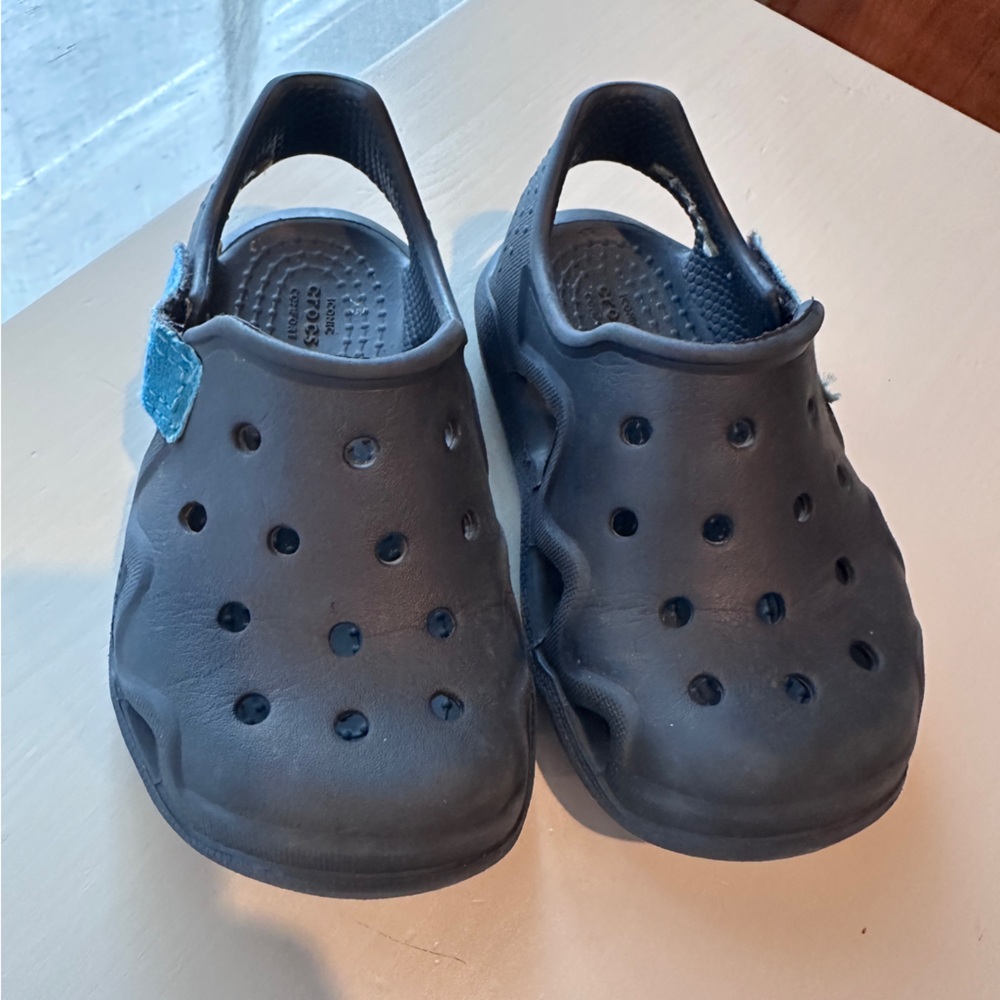 Kids Navy Blue Croc Sandals